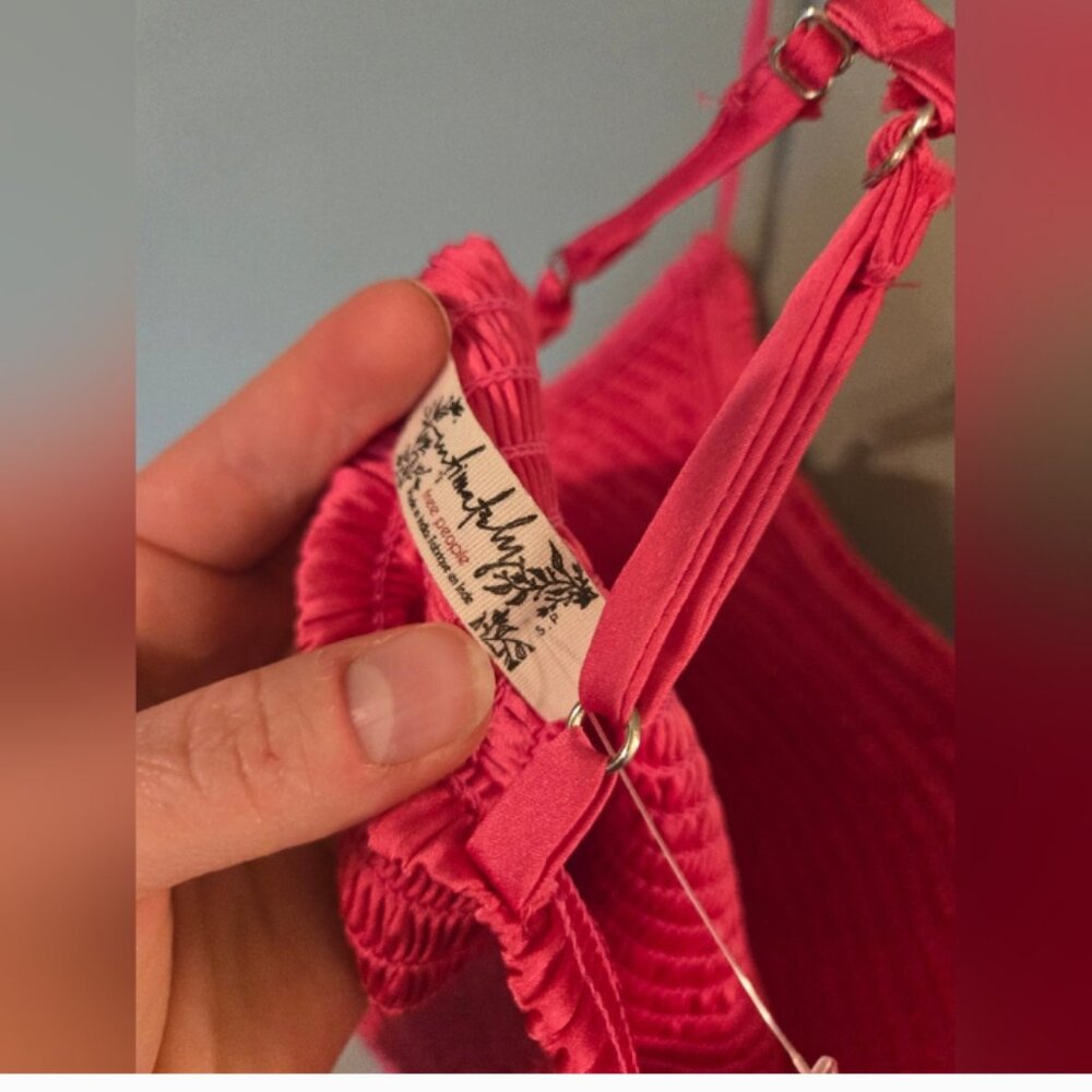Free People Hot Pink Right On Time Smocked Cami Size Small Spaghetti Strap Top - Picture 7 of 7